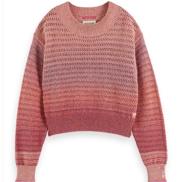 Scotch & Soda Sweaters - Scotch & Soda Degrade Multi-Color Pullover-Pink Punch Melange Size M